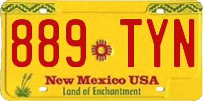 NM license plate 889TYN