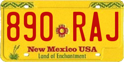 NM license plate 890RAJ