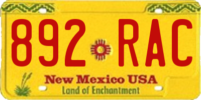 NM license plate 892RAC