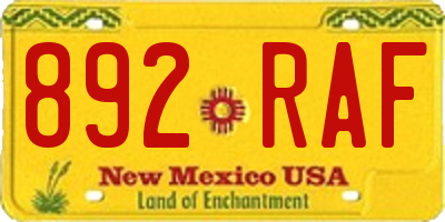 NM license plate 892RAF