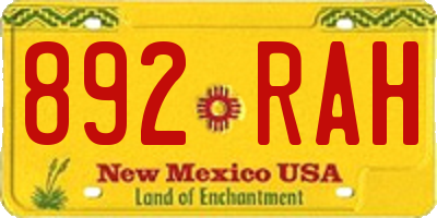 NM license plate 892RAH