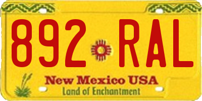 NM license plate 892RAL