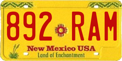 NM license plate 892RAM