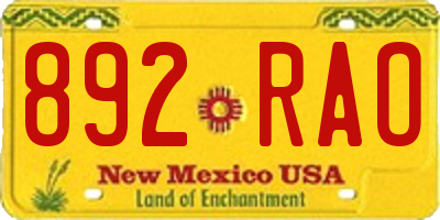 NM license plate 892RAO