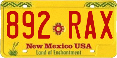 NM license plate 892RAX