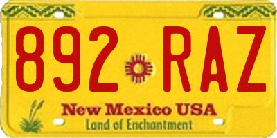 NM license plate 892RAZ