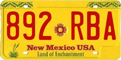 NM license plate 892RBA