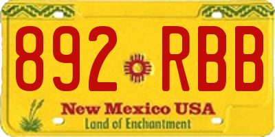 NM license plate 892RBB