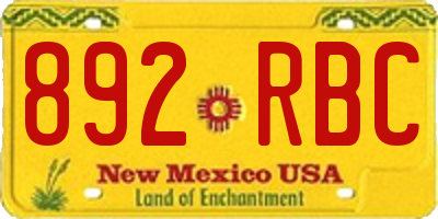 NM license plate 892RBC