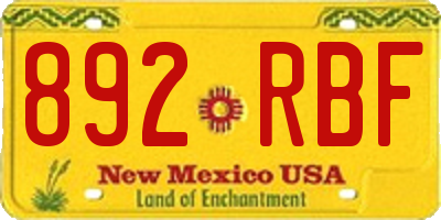 NM license plate 892RBF