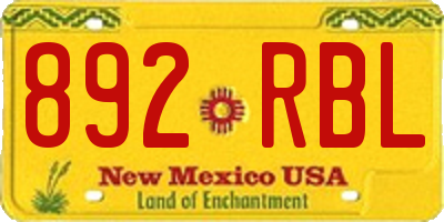 NM license plate 892RBL