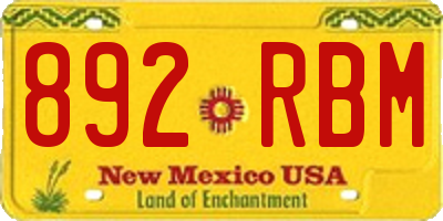 NM license plate 892RBM
