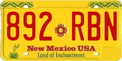 NM license plate 892RBN