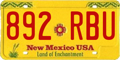 NM license plate 892RBU