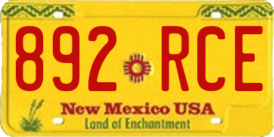 NM license plate 892RCE