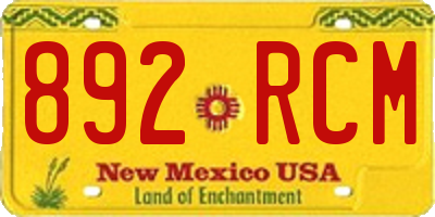 NM license plate 892RCM