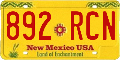 NM license plate 892RCN