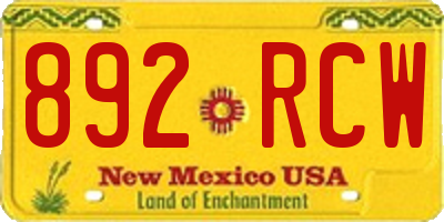 NM license plate 892RCW