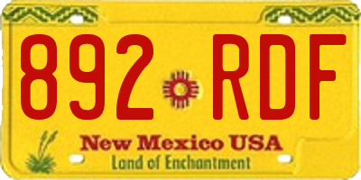 NM license plate 892RDF