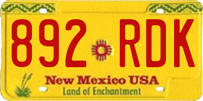 NM license plate 892RDK