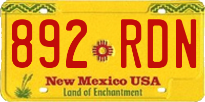 NM license plate 892RDN