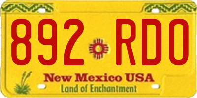 NM license plate 892RDO