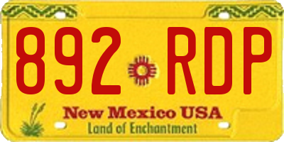 NM license plate 892RDP