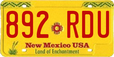 NM license plate 892RDU