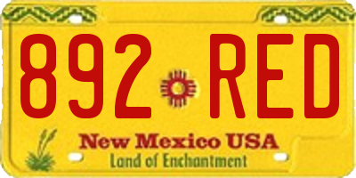 NM license plate 892RED