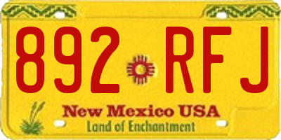 NM license plate 892RFJ