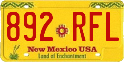 NM license plate 892RFL
