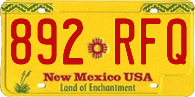 NM license plate 892RFQ