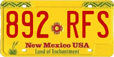 NM license plate 892RFS