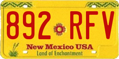NM license plate 892RFV