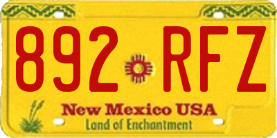NM license plate 892RFZ