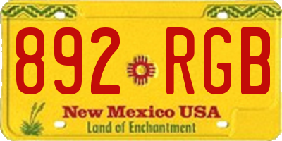 NM license plate 892RGB