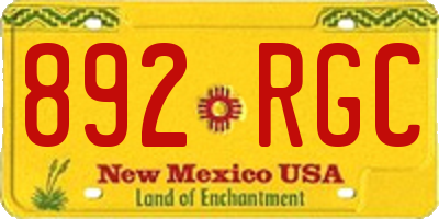NM license plate 892RGC