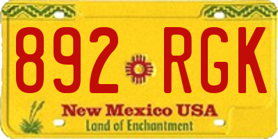 NM license plate 892RGK