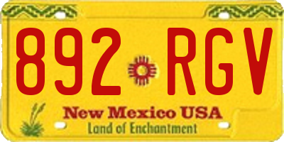NM license plate 892RGV