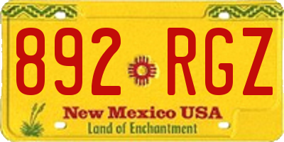 NM license plate 892RGZ
