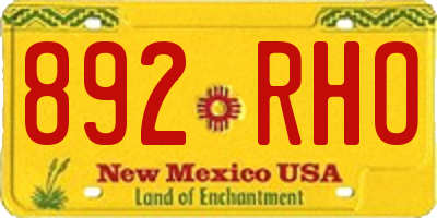 NM license plate 892RHO