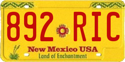 NM license plate 892RIC