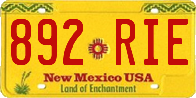 NM license plate 892RIE