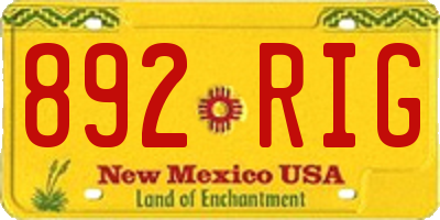 NM license plate 892RIG