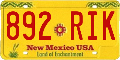 NM license plate 892RIK