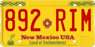 NM license plate 892RIM