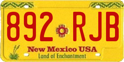 NM license plate 892RJB
