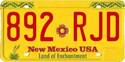 NM license plate 892RJD
