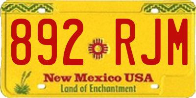 NM license plate 892RJM
