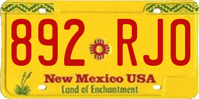 NM license plate 892RJO